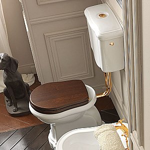 Унитаз напольный Kerasan Retro 1010 с низким бачком 1082 Белый/кнопка золото купить в интернет-магазине Sanbest