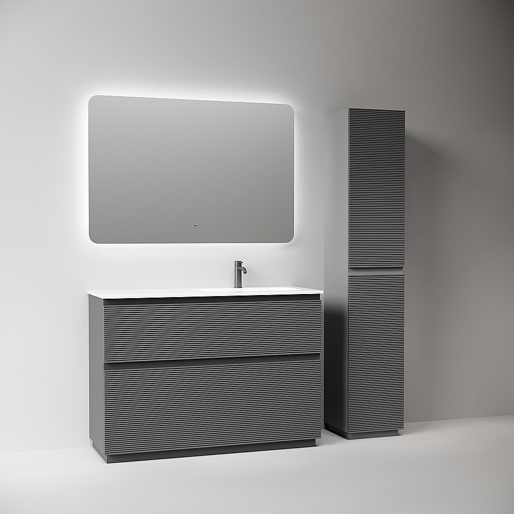 Тумба с раковиной Sancos Folk Floor FL120FLGS/FL120FRGS Grey soft для ванной в интернет-магазине Sanbest