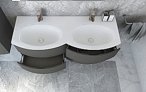 Тумба с раковиной Cezares Vague 138 с двумя чашами Grigio talpa opaco для ванной в интернет-магазине Sanbest