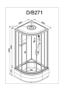 Душевая кабина Deto Серия D D271S LED 100x100 купить в интернет-магазине Sanbest