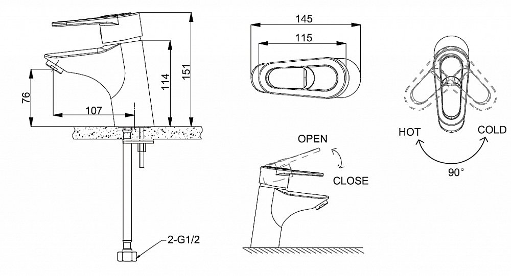 Смеситель для раковины Bravat Loop F1124182BM-RUS купить в интернет-магазине сантехники Sanbest