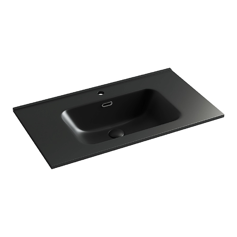 Тумба с раковиной Sancos Velta 80 VL80WG+CN7005MB теплый серый матовая/раковина черная матовая, с отверстием для ванной в интернет-магазине Sanbest