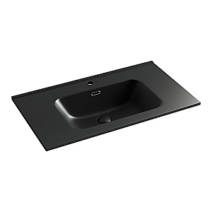 Тумба с раковиной Sancos Velta 80 VL80WG+CN7005MB теплый серый матовая/раковина черная матовая, с отверстием для ванной в интернет-магазине Sanbest