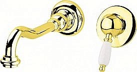 Смеситель для раковины Cezares ELITE-BLS1 золото/ручка белая купить в интернет-магазине сантехники Sanbest