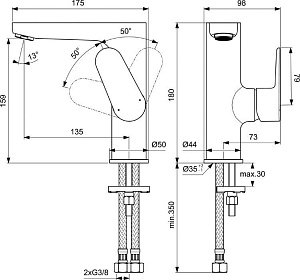 Смеситель для раковины Ideal Standard CERAFINE O BC555XG купить в интернет-магазине сантехники Sanbest