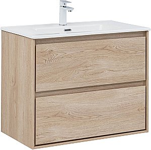 Тумба с раковиной Aquanet Милан 336384/330431 80 дуб светлый для ванной в интернет-магазине Sanbest