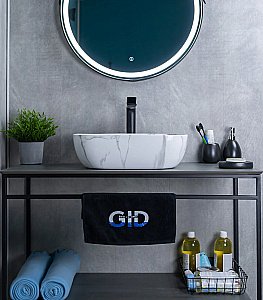 Раковина накладная Gid Geometrico 46 Mnc333C 54469 белый мрамор купить в интернет-магазине Sanbest