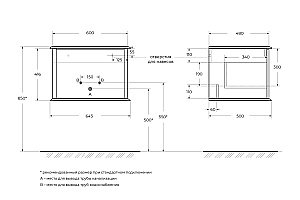 Тумба с раковиной Cezares IDRA 64 55798+50352 Bianco opaco для ванной в интернет-магазине Sanbest