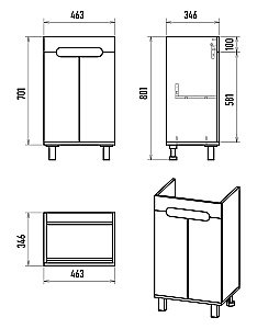 Тумба с раковиной Misty Сканди - 50 Э-Ска01050-0150-2Д белый/графит для ванной в интернет-магазине Sanbest