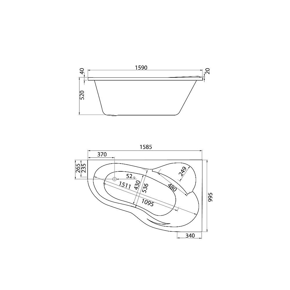 Ванна акриловая Santek Ибица 160x100 белая купить в интернет-магазине Sanbest