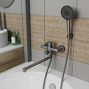 Смеситель для ванны Rush Melos SUS1101-51Grey графит купить в интернет-магазине сантехники Sanbest