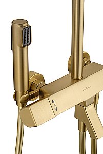 Душевая система с термостатом WONZON & WOGHAND The ONE WW-B3094-BG брашированное золото купить в интернет-магазине сантехники Sanbest