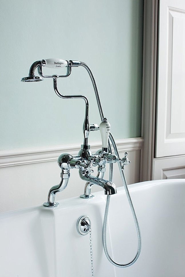 Смеситель для ванны Burlington CL15-QT хром/ручки белые купить в интернет-магазине сантехники Sanbest