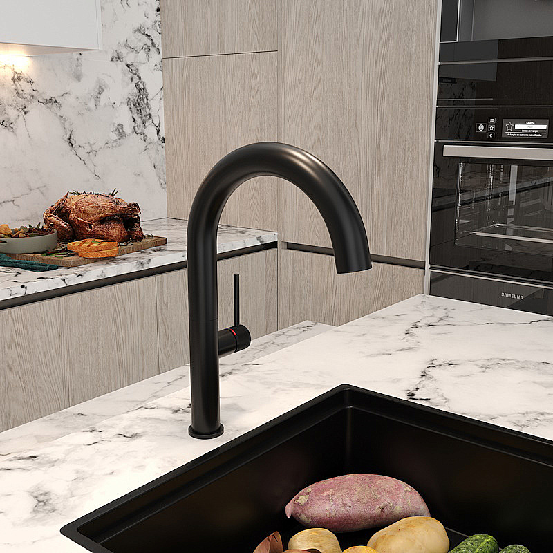 Смеситель для кухни Elghansa RADIANT XQ 5647181-Black черный матовый купить в интернет-магазине сантехники Sanbest