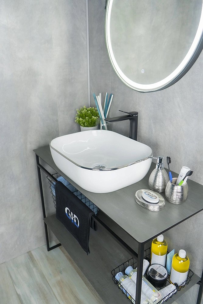 Раковина накладная Gid 50 D1302H011 53305 белая, хром купить в интернет-магазине Sanbest