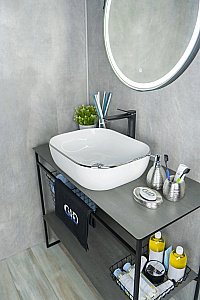 Раковина накладная Gid 50 D1302H011 53305 белая, хром купить в интернет-магазине Sanbest