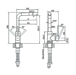 Смеситель для кухни Paulmark Honner Ho212018-GM Вороненная сталь купить в интернет-магазине сантехники Sanbest