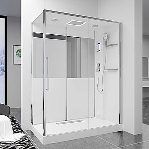 Душевая кабина Black&White Galaxy G8890 160х85 889000 стекло прозрачное/прфиль хром купить в интернет-магазине Sanbest