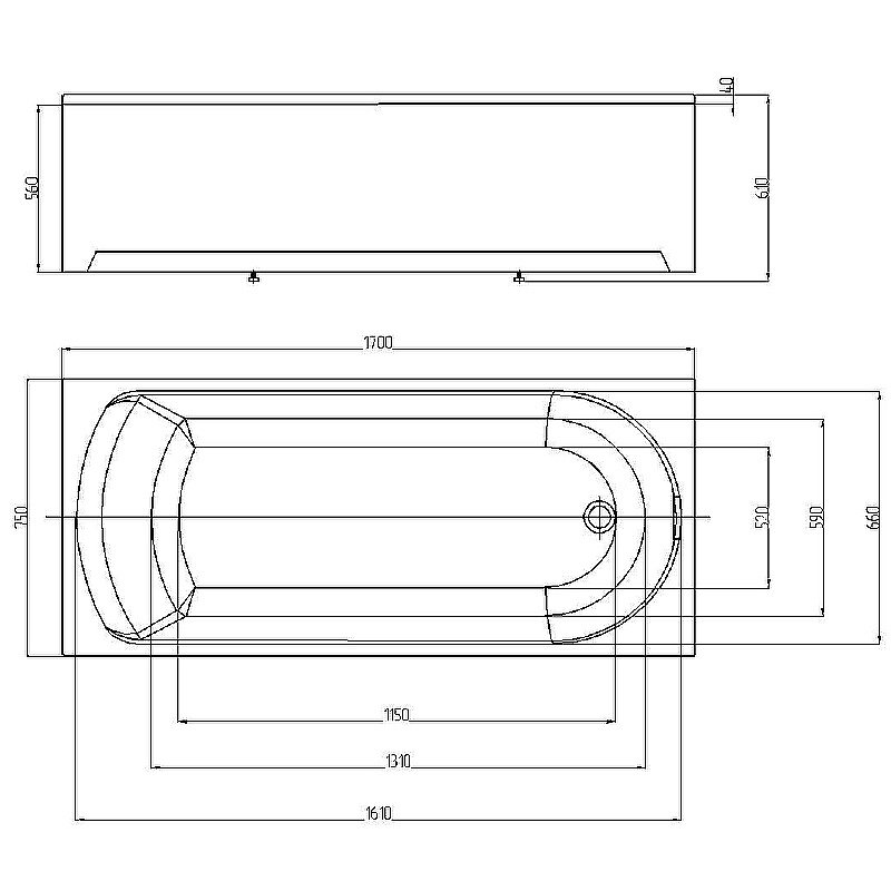 Ванна Aquatek Ника 170x75 NIK170-0000001 белая купить в интернет-магазине Sanbest