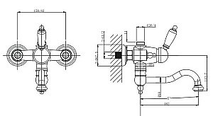 Смеситель для ванны Caprigo Adria Uno Metal 02M-519-crm хром купить в интернет-магазине сантехники Sanbest