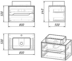 Тумба с раковиной подвесная Grossman ЛАЙФ 108015 80 Винтажное дерево темное/графит для ванной в интернет-магазине Sanbest