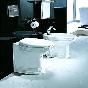 Унитаз приставной CeramaLux 2474 белый, безободковый, с крышкой микролифт купить в интернет-магазине Sanbest