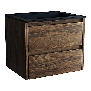 Тумба с раковиной Vincea Gio 60 VMC-2G600CO/VBS-13960MB тёмный дуб/раковина черная для ванной в интернет-магазине Sanbest