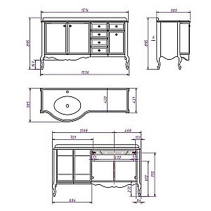 Тумба с раковиной Caprigo Lusso комплект 8 для ванной в интернет-магазине Sanbest