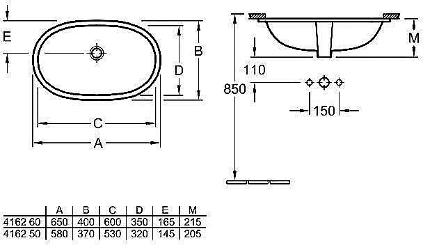 Раковина Villeroy&Boch O'Novo 58 41625001 белая купить в интернет-магазине Sanbest
