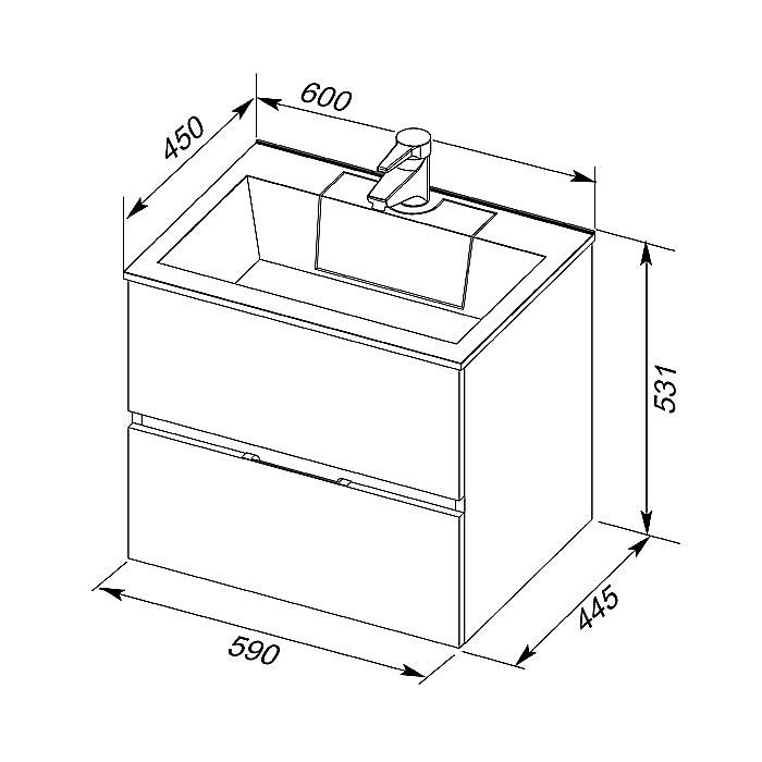 Тумба с раковиной Aquanet Алвита 60 белая глянцевая для ванной в интернет-магазине Sanbest