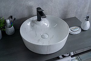 Раковина накладная Gid 44 D1306H012 53321 серый мрамор купить в интернет-магазине Sanbest