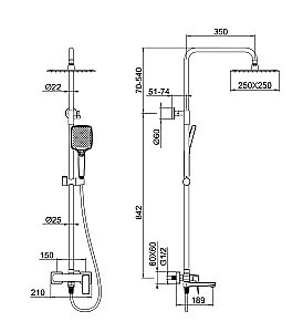 Душевая система WONZON & WOGHAND FORZA WW-739031-BGM темный графит купить в интернет-магазине сантехники Sanbest
