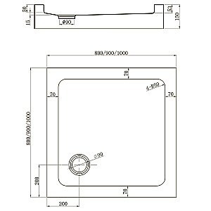 Душевой поддон Veconi Tezeo TZ52B-90-C5 90x90 черный купить в интернет-магазине Sanbest