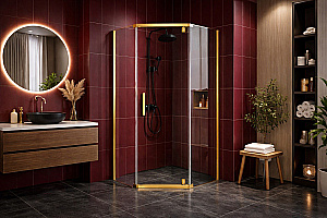 Душевой уголок Royal Bath RB 9080TR-T-GP 80x90 стекло прозрачное/профиль золото полированное купить в интернет-магазине Sanbest
