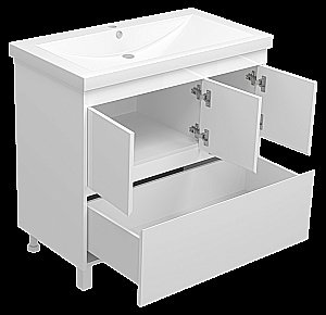 Тумба с раковиной Misty Алиса - 90 Э-Али01090-0112Я белая для ванной в интернет-магазине Sanbest