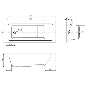 Ванна акриловая Loranto Novaro La CS00078488 170х70 каркас и фронтальная панель в комплекте, белый купить в интернет-магазине Sanbest