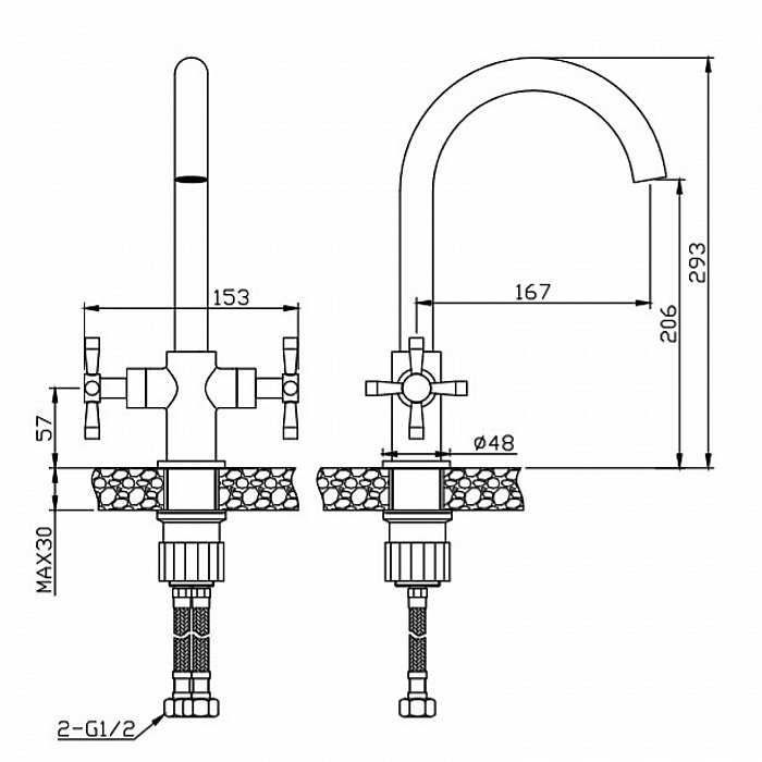 Смеситель для кухни Orange Mia M34-821b черный матовый купить в интернет-магазине сантехники Sanbest
