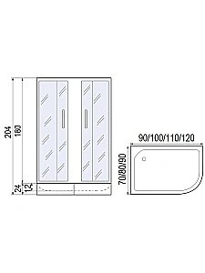 Душевой уголок с поддоном МОНОМАХ ДУ 100/80/180 МЗ L/R 10000013738 100x80 стекло прозрачное с рисунком/профиль хром купить в интернет-магазине Sanbest