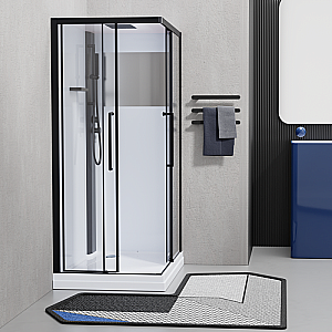 Душевая кабина Esbano ESKM100CKR 100х100 стекло прозрачное/профиль черный матовый купить в интернет-магазине Sanbest