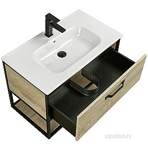 Тумба с раковиной Акватон Лофт Фабрик/Виктория 80 дуб эндгрейн для ванной в интернет-магазине Sanbest