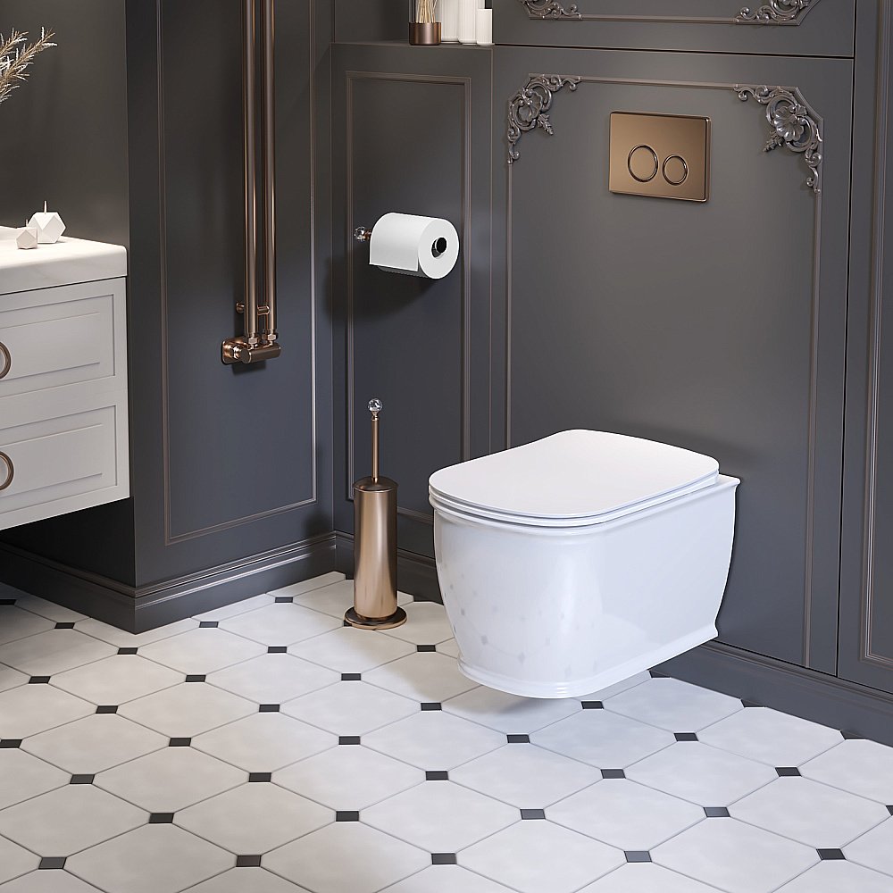 Унитаз подвесной Ambassador Royal 263K19002RS безободковый, с крышкой микролифт, белый купить в интернет-магазине Sanbest