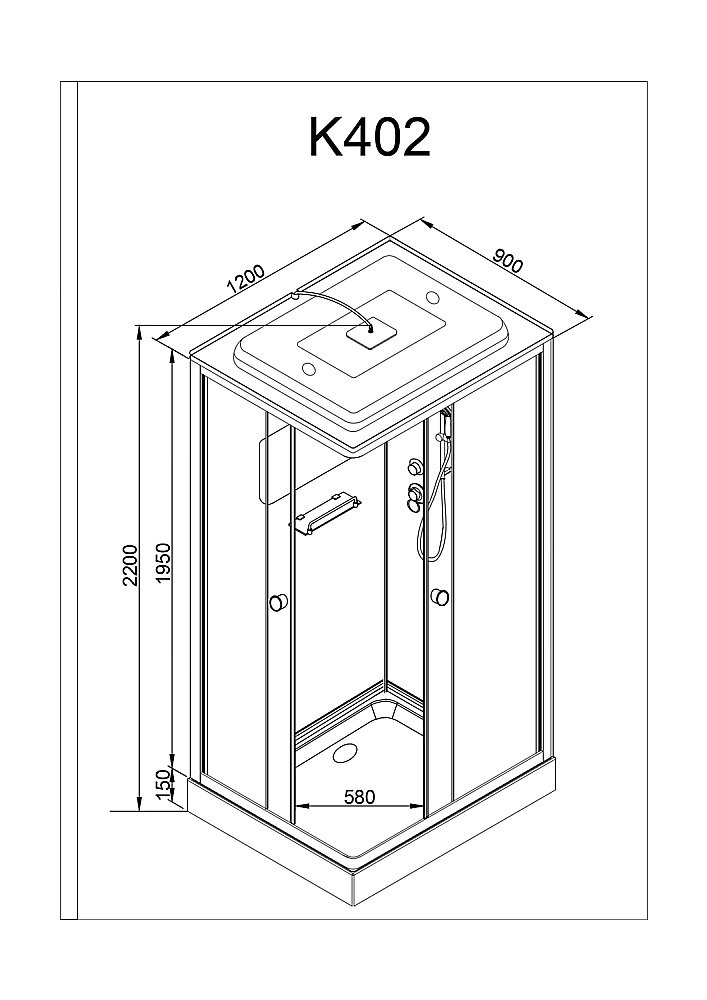 Душевая кабина DTO K402S 120x90 с крышей прозрачная/хром купить в интернет-магазине Sanbest
