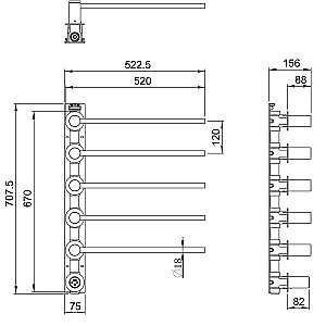 Полотенцесушитель электрический встраиваемый WONZON & WOGHAND MÜNCHEN, Брашированное золото (WW-A355-BG) купить в интернет-магазине сантехники Sanbest