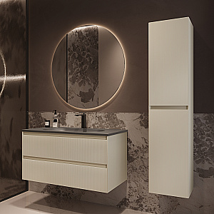 Тумба с раковиной Vincea Welle 100 VMC-2WL100MBG/VCB-4H100G бежевая матовая/раковина серый шелк для ванной в интернет-магазине Sanbest