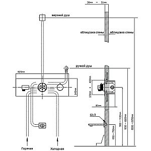 Душевая система Vincea Inspire VSFW-432TI1GM вороненая сталь купить в интернет-магазине сантехники Sanbest