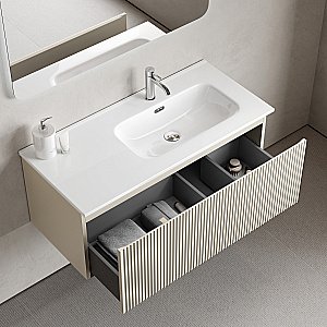 Тумба с раковиной Sancos Snob R 1.0 SNR1.0100LCE/SNR1.0100RCE Beige Soft для ванной в интернет-магазине Sanbest