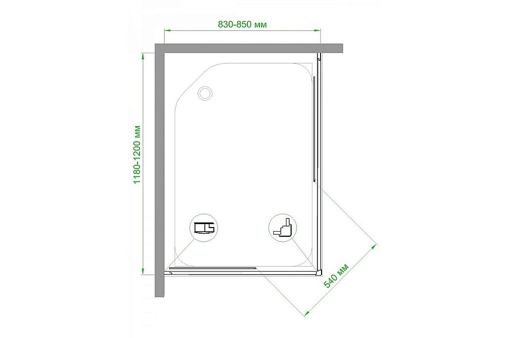 Душевой уголок Royal Bath RB1285HPD-C 85х120 матовый купить в интернет-магазине Sanbest