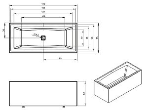 Ванна акриловая Riho Still Square Elite 170x75 купить в интернет-магазине Sanbest