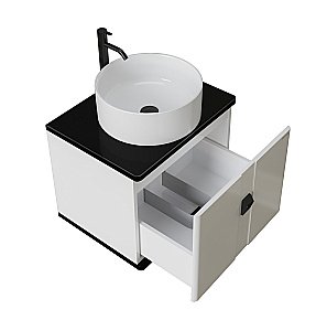 Тумба с круглой раковиной подвесная Grossman НОРМА 60 с 1-ящ, белый глянец для ванной в интернет-магазине Sanbest