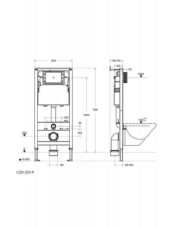 Инсталляция для унитаза Cezares CZR-201-P купить в интернет-магазине сантехники Sanbest
